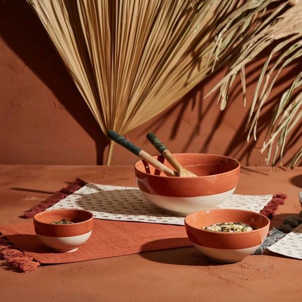 SEMA DESIGN Saladier En Grès Blanc Et Terracotta – Crakel 5